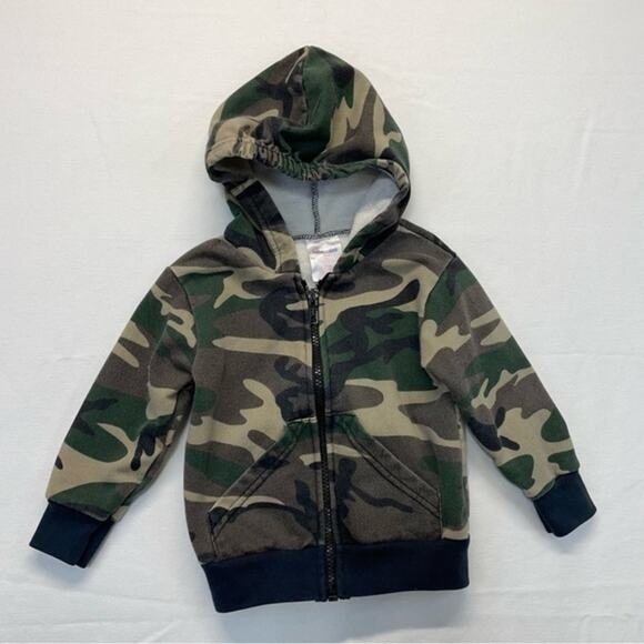 Camouflage Full Zip Hoodie Sweatshirt Jacket green camo baby Size 18 Months - Picture 6 of 6